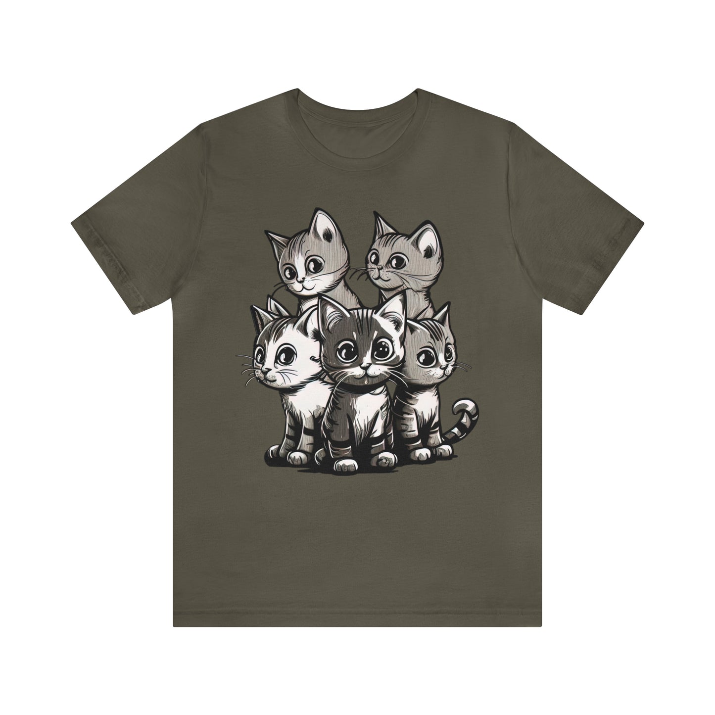 psychedelicBRANDz's Nocturnal Whisker Symphony featuring a group of cats on an army shirt