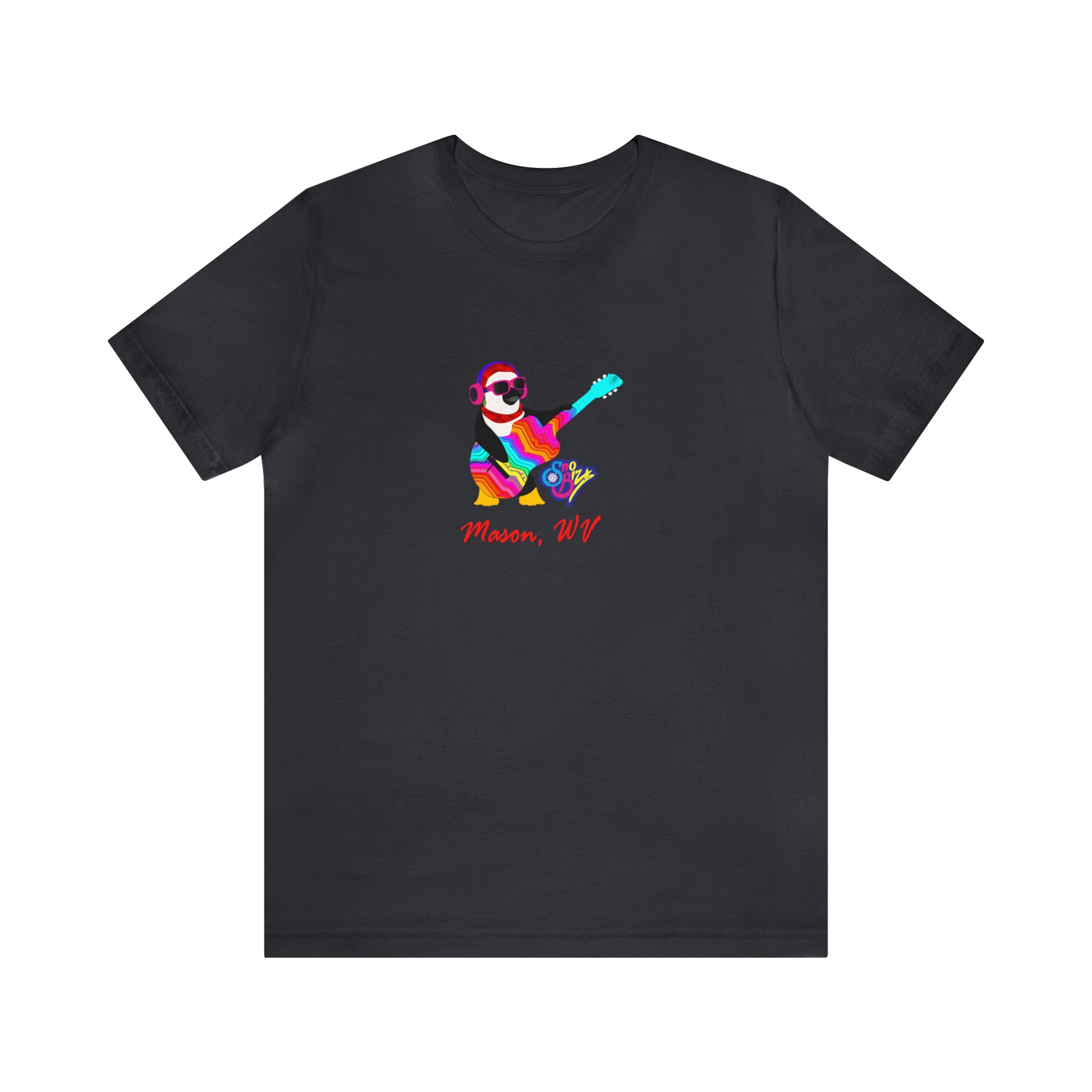 psychedelicBRANDz's Sno Biz Mason: Psychedelic Snow Swirl Tee design on a dark grey shirt