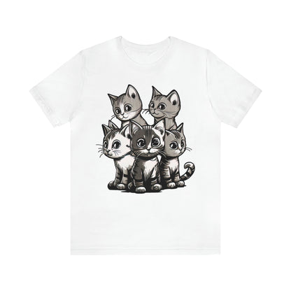 psychedelicBRANDz's Nocturnal Whisker Symphony featuring a group of cats on a white shirt