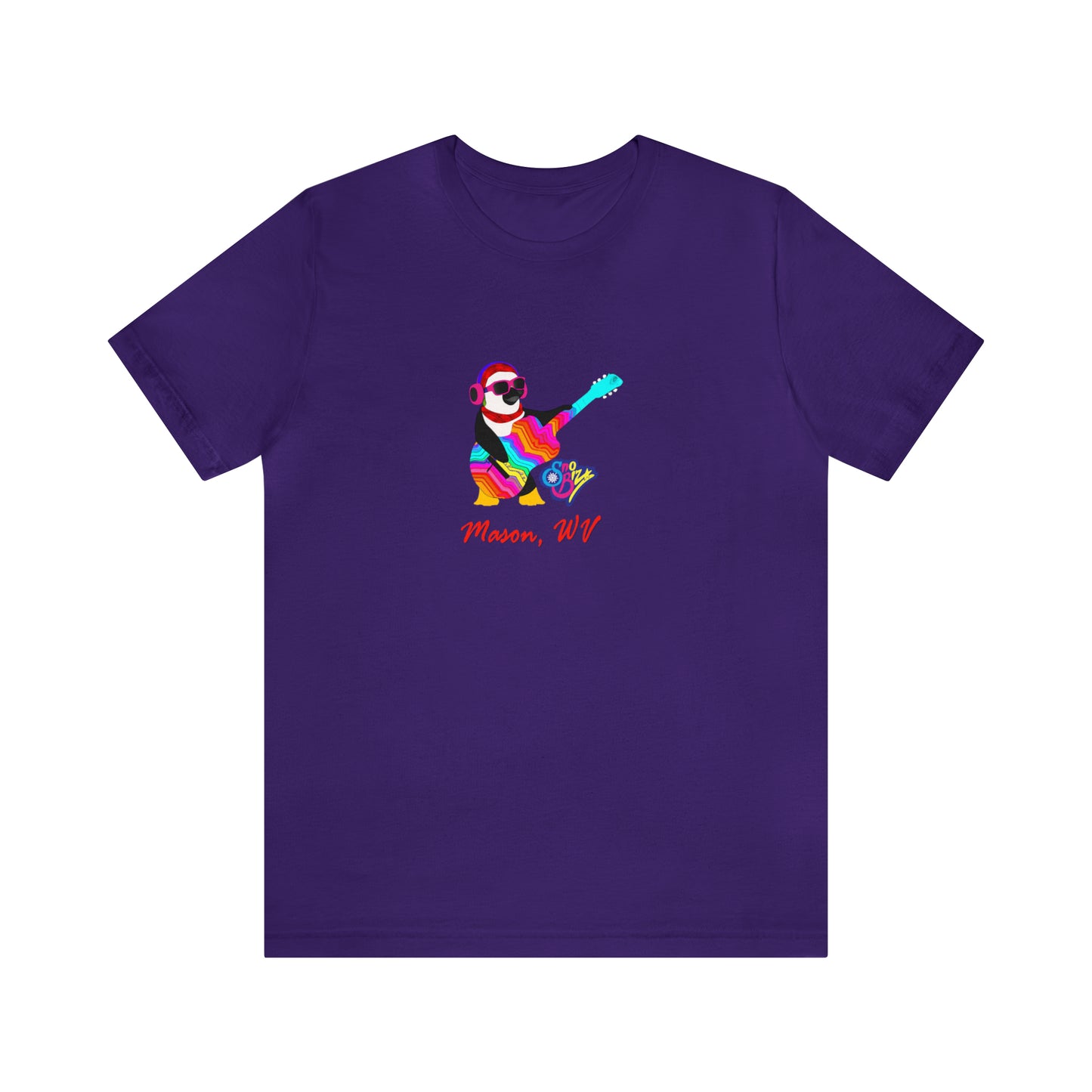 psychedelicBRANDz's Sno Biz Mason: Psychedelic Snow Swirl Tee design on a purple shirt