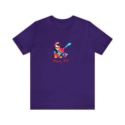 psychedelicBRANDz's Sno Biz Mason: Psychedelic Snow Swirl Tee design on a purple shirt
