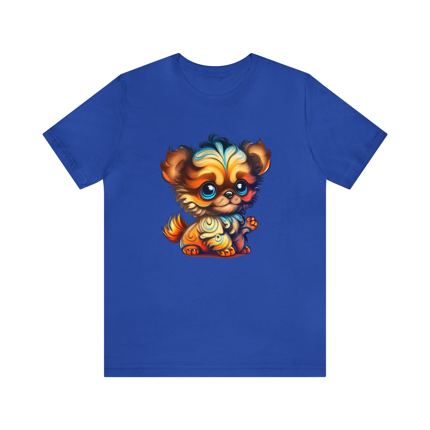 psychedelicBRANDz's Woof Wave Wonder featuring a cute puppy on a royal blueshirt