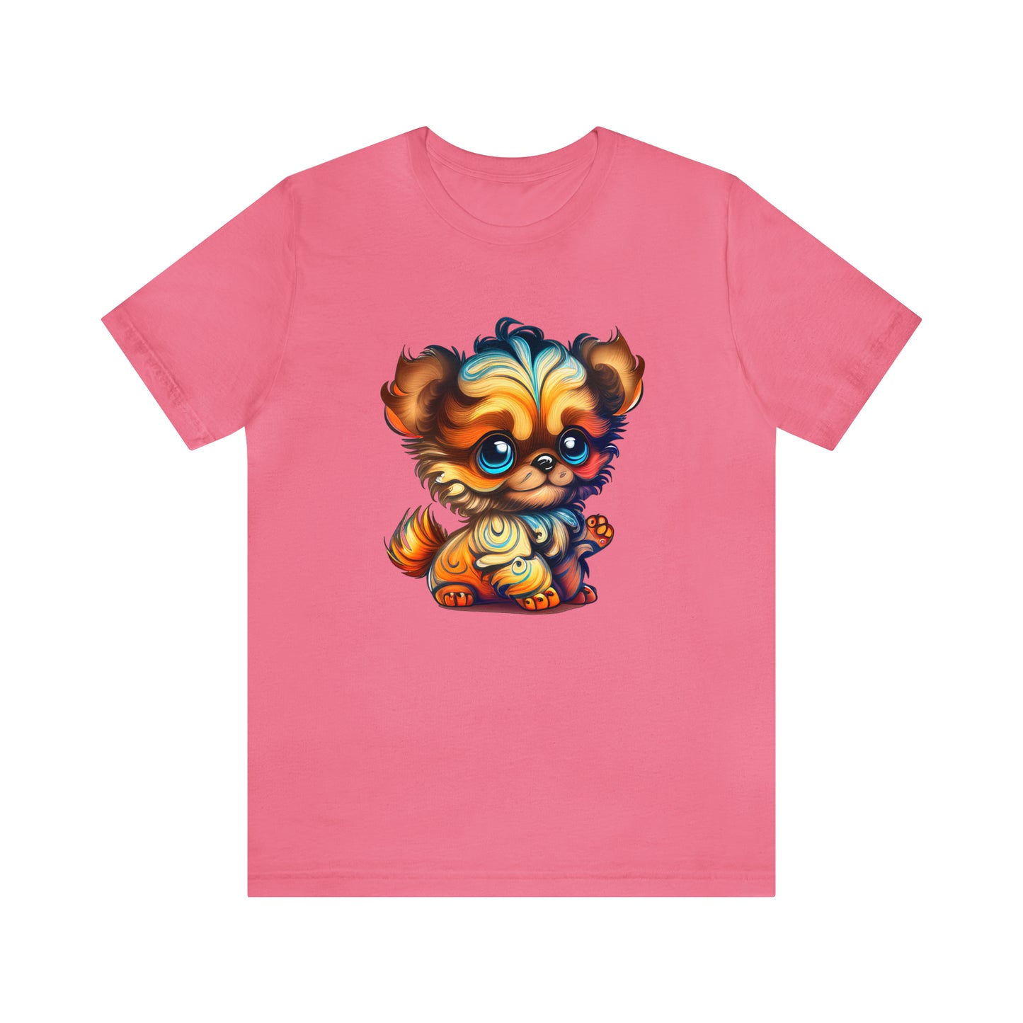 psychedelicBRANDz's Woof Wave Wonder featuring a cute puppy on a pink shirt