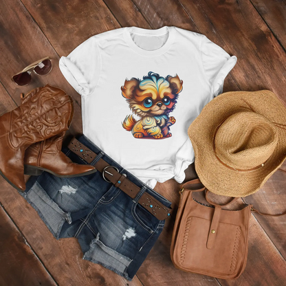 psychedelicBRANDz's Woof Wave Wonder featuring a cute puppy on a white shirt
